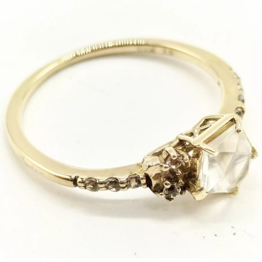 SALE! RARE! Samantha Tiara 10kt Yellow Gold Moonstone & Topaz Ring Sz.4 1/2 - Picture 8 of 11